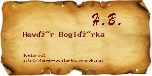 Hevér Boglárka névjegykártya